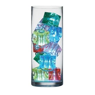 10 Colored Ice Cube LED Lights in Clear Vase   #K7125