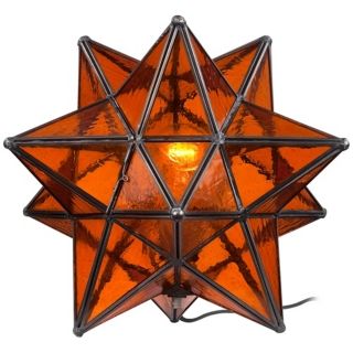 Moroccan Star Amber Accent Table Lamp   #W9363