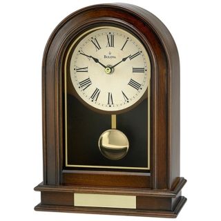 Hardwick 10" High Walnut Finish Bulova Table Clock   #V1970