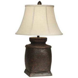 Antique Rice Bin Wicker Table Lamp by The Natural Light   #F9406