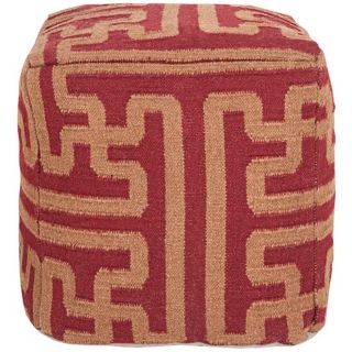 Surya Terracotta Goldenrod Wool 18" Cube Ottoman Pouf   #Y3018