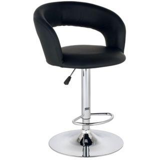 Groove Faux Leather Adjustable Height Black Bar Stool   #M2539