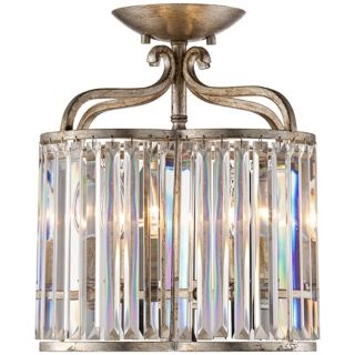 Soft Silver 4 Light 13" Wide Crystal Ceiling Light   #W5872