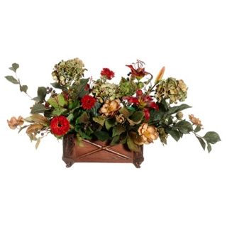 Hydrangeas and Calendulas in Resin Container Faux Flowers   #N6728