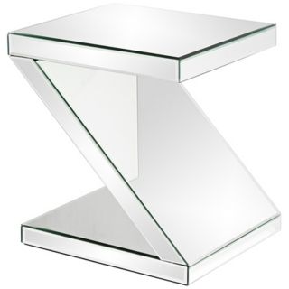 Mirrored accent table. Z shaped. 18 wide. 16 deep. 21 high.