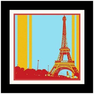 Paris in Blue Yellow and Red 17 1/4" High Framed Wall Art   #W9344