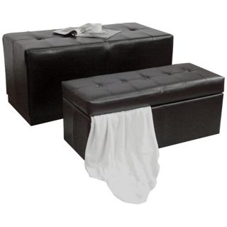 Set of 2 Bicast Leather Storage Bench and Ottoman   #X8663