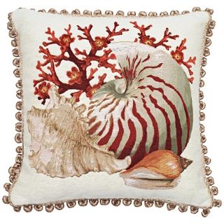 Conch Ball Fringe 19" Square Throw Pillow   #T6212