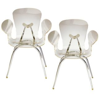 Set of Two Clear Acrylic Cradle Chair   #F4091