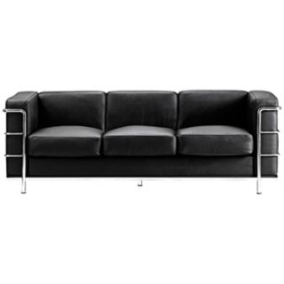 Zuo Fortress Collection Black Leather Sofa   #G4397