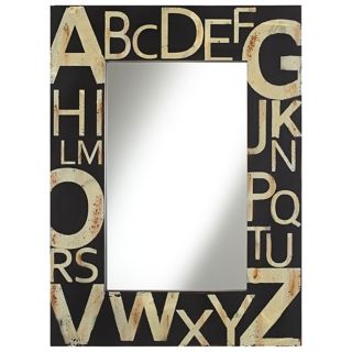 Black and Cream Typography 36" High Wall Mirror   #X5808