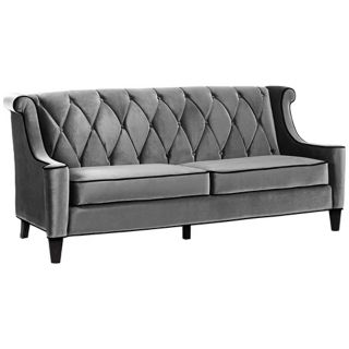 Barrister Gray Velvet Sofa   #T4192