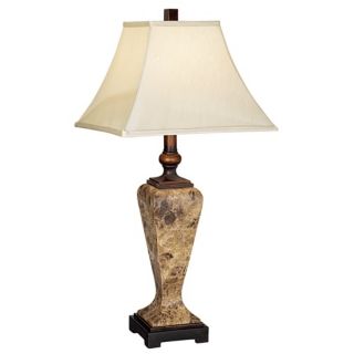 Faux Marble and Square Bell Shade Table Lamp   #81596