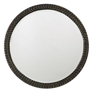 finish. Bronze highlights. Round mirror. Beveled glass. 32 diameter