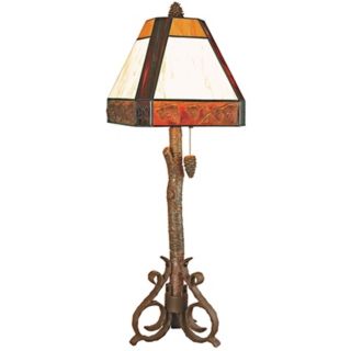 North Woods Sunset Pine Cone Buffet Table Lamp   #93686