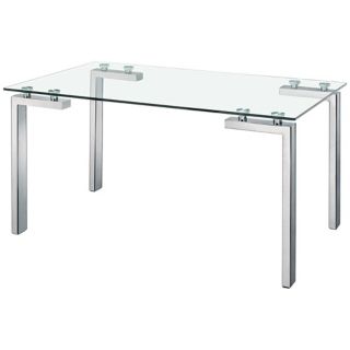 Zuo Roca Stainless Steel and Glass Dining Table   #V9229