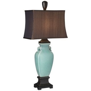 Turquoise Blue Crackle Table Lamp   #F1463