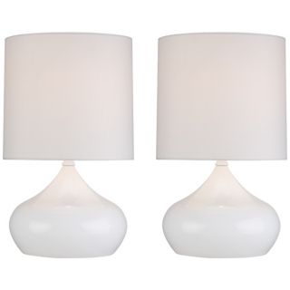 Set of 2 Steel Droplet White Accent Lamps   #X6634