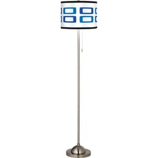 Giclee Blue Rectangles Brushed Nickel Pull Chain Floor Lamp   #99185 83895