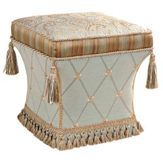 Savannah Paisley and Tassels Pedestal Ottoman   #U0759