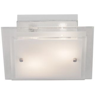 Frosted Glass and Chrome Square Flushmount Ceiling Light   #R3761