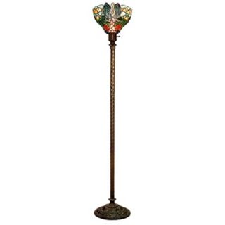Serenity Tiffany Style Glass Torchiere Floor Lamp   #J7545