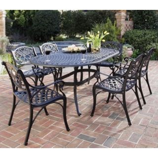 Biscayne Black 7 Piece Outdoor Table and Arm Chairs Set   #T1297