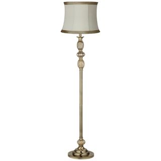 Ivory Linen Taupe Satin Brass Mercury Glass Floor Lamp   #X7360 97209
