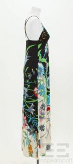 Julie Brown Black Multicolor Print Silk Maxi Dress Size S