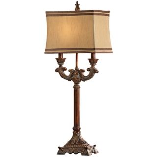 Taupe Washed Bronze 2 Arm Tall Buffet Table Lamp   #J1232