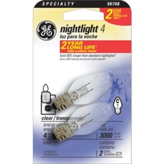 GE 4 Watt Clear Night Light Bulbs   #90708