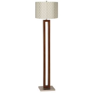 Embroidered Hourglass Rectangle Walnut Floor Lamp   #T1391 K4307