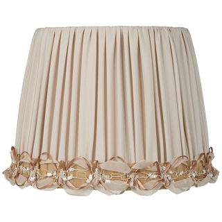 Beige with Ribbon Shirred Drum Lamp Shade 9x12x9 (Spider)   #V3707
