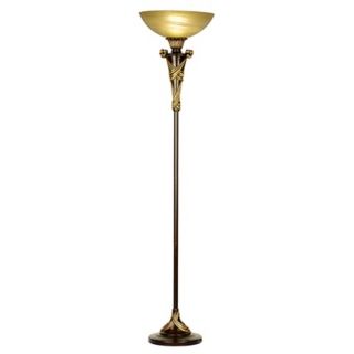 Carlisle Bronze and Gold Torchiere Floor Lamp   #K9009