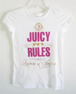 Juicy Couture Juicy Rules Queen of Sugar T Shirt Tee 7 8 10 12 14