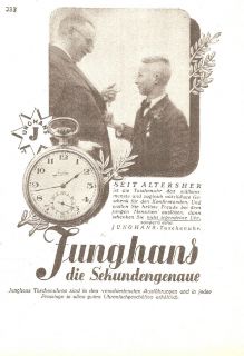 JUNGHANS POCKET WATCH   Original Vintage Magazine AD Die Woche 1928