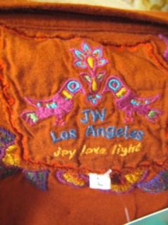 JWLA JW Los Angeles Johnny Was Rust Orange Embroidered Gorgeous Shirt