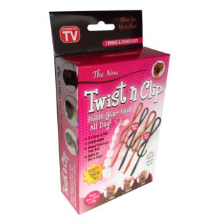 Twist N Clip  AS SEEN ON TV  2 Bronze & 2 Black Clips  BONUS Tattle