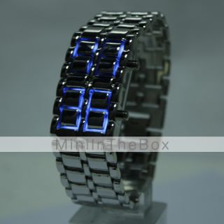 estilo llevó azul claro dígitos brazalete de acero inoxidable reloj