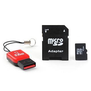 4GB MicroSDHC Memory Card with USB MicroSD Reader and MicroSD Adapter