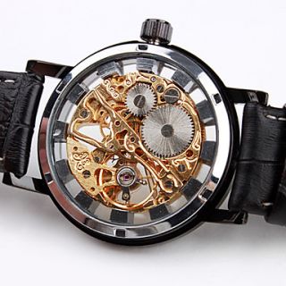 USD $ 21.99   Mens Hollow PU Leather Automatic Analog Wrist Watch