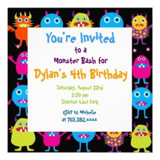 Birthday Party on Cute Monster Birthday Party Invitation Templates
