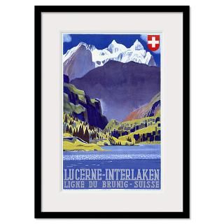 Swiss Alps Lucerne Interlaken, Vintage Poster Framed Print