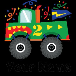 Personalized 2nd Birthday Monster Truck T Shirt by mainstreetshirt