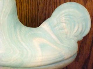 Kanawha Blue Slag Standing Rooster on Nest Art Glass Gorgeous Vintage