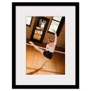 Ballet Dancer Practicing with Mirror and Dance Stu Framed Print