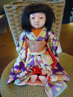 Vintage Japanese Geisha Ichimatsu Young Girl Composition Doll Silk