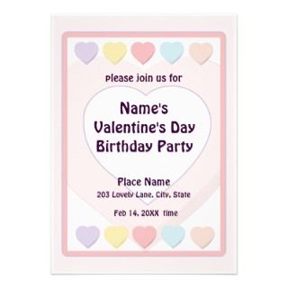 Valentines Day Pastel Birthday Party Invitation
