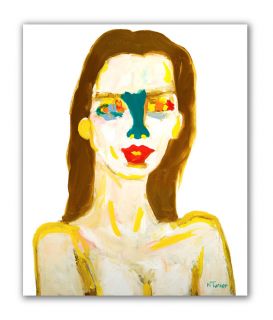 Kate Moss Portrait Original French Oil Painting Modern Fine Art Neal