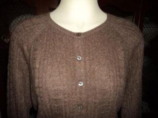 Katherine Kelly Gorgeous Cable Knit Cocoa Colored Cashmere Cardigan